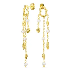 Perle ketten ohrringe in vergoldetes Messing - Eliné