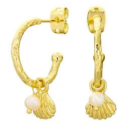 Perle Halbkreolen in vergoldetes Messing - Eliné