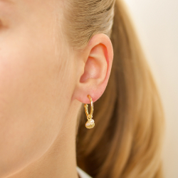 Perle Halbkreolen in vergoldetes Messing - Eliné