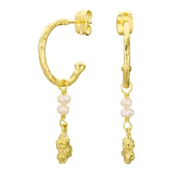 Perle Halbkreolen in vergoldetes Messing - Eliné