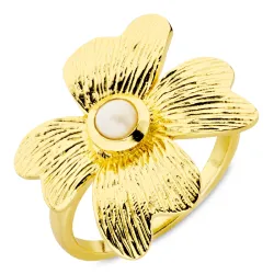 Blumen Perle Ring aus vergoldetes Messing - Eliné