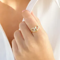 klar Quarz Ring aus vergoldetes Messing - Loom Stones