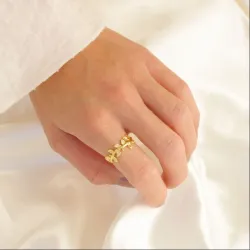 Blatt Ring aus vergoldetes Messing - Eliné