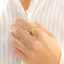 Blatt Ring aus vergoldetes Messing - Eliné