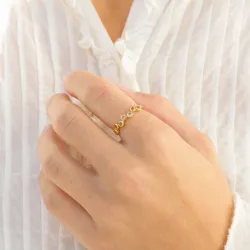 pink Bergkristall Ring aus vergoldetes Messing - Bubbly Twist