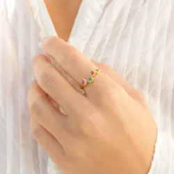 mehrfarbigem Bergkristall Ring aus vergoldetes Messing - Bubbly Twist