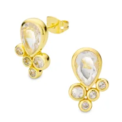 klar Quarz Ohrringe in vergoldetes Messing - Eliné