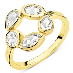 klar Quarz Ring aus vergoldetes Messing - Eliné