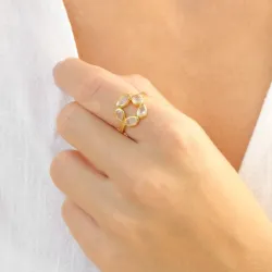 pink Jadestein Ring aus vergoldetes Messing - Eliné