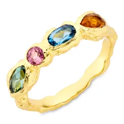 mehrfarbigem Bergkristall Ring aus vergoldetes Messing - Eliné