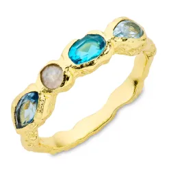 blauem Bergkristall Ring aus vergoldetes Messing - Eliné