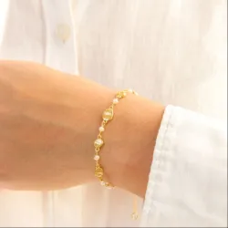 Perle Armband aus vergoldetes Messing - Eliné