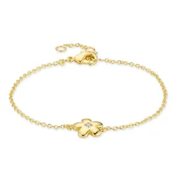 Blumen Zirkon Armband aus vergoldetes Messing - Eliné
