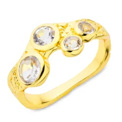 klar Quarz Ring aus vergoldetes Messing - Eliné