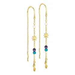 lange blauem ketten ohrringe in vergoldetes Messing - Eliné