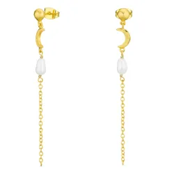 Perle ketten ohrringe in vergoldetes Messing - Eliné