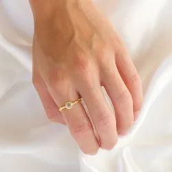 klar Quarz Ring aus vergoldetes Messing - Eliné