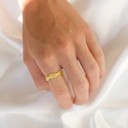 Blatt Ring aus vergoldetes Messing