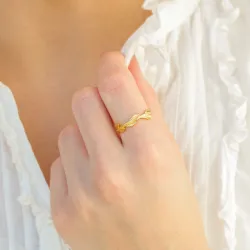 Blatt Ring aus vergoldetes Messing