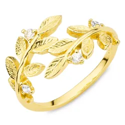 Blatt Zirkon Ring aus vergoldetes Messing - Eliné