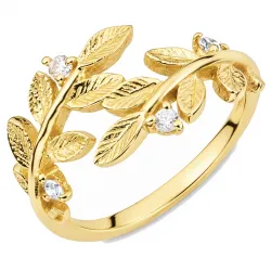 Blatt Zirkon Ring aus vergoldetes Messing - Pure Nature