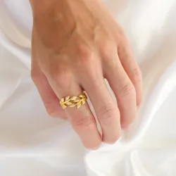 Blatt Ring aus vergoldetes Messing