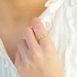 Blatt Ring aus vergoldetes Messing