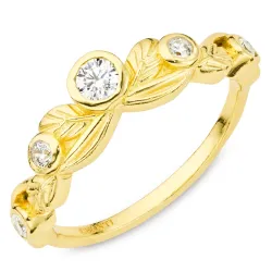 Blatt Zirkon Ring aus vergoldetes Messing - Eliné