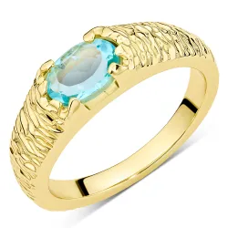 blauem Bergkristall Ring aus vergoldetes Messing - Eliné
