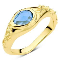 blauem Bergkristall Ring aus vergoldetes Messing - Eliné