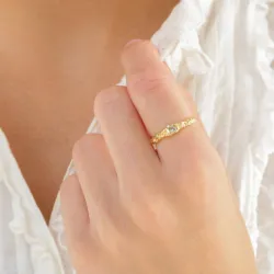 hellgrünem Bergkristall Ring aus vergoldetes Messing - Eliné