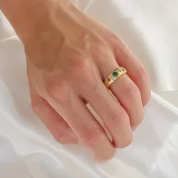 grünem Bergkristall Ring aus vergoldetes Messing - Eliné