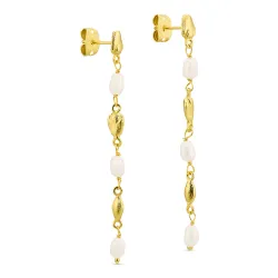 Perle ketten ohrringe in vergoldetes Messing - Eliné