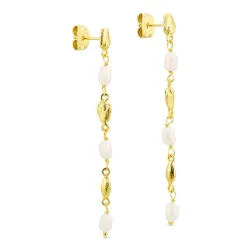 Perle ketten ohrringe in vergoldetes Messing - Eliné