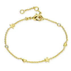 Herz Stern Zirkon Armband aus vergoldetes Messing - Eliné