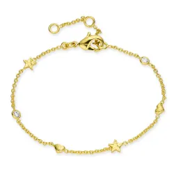Herz Stern Zirkon Armband aus vergoldetes Messing - Eliné