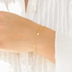 Herz Stern Zirkon Armband aus vergoldetes Messing - Eliné