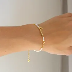 Perle Armband aus vergoldetes Messing - Eliné