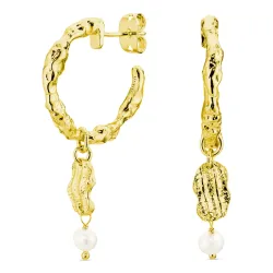 Perle Halbkreolen in vergoldetes Messing - Eliné