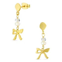 Schleife Ohrringe in vergoldetes Messing - Eliné