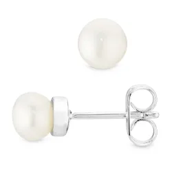 5 mm Perle Ohrstecker in versilbertes Messing - Eliné