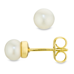 5 mm Perle Ohrstecker in vergoldetes Messing - Eliné