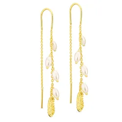 Perle ketten ohrringe in vergoldetes Messing - Eliné