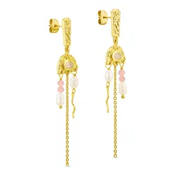 Mondstein Ohrringe in vergoldetes Messing - Eliné