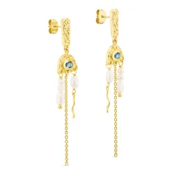 dunkelblauem Bergkristall Ohrringe in vergoldetes Messing - Eliné