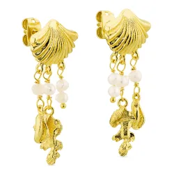 Perle Ohrringe in vergoldetes Messing - Eliné