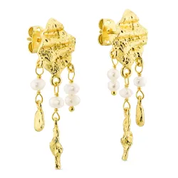 Perle Ohrringe in vergoldetes Messing - Eliné