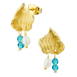 blauem Bergkristall Ohrringe in vergoldetes Messing - Eliné