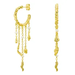 Perle ketten ohrringe in vergoldetes Messing - Eliné