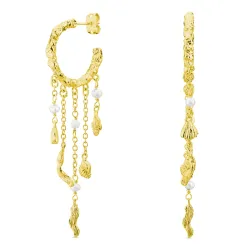 Perle ketten ohrringe in vergoldetes Messing - Eliné